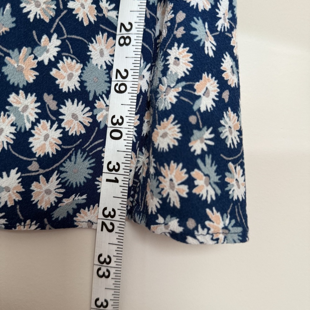 Madewell Button Wrap V Neck Mini Dress Womens Size 0 French Floral Blue - Picture 4 of 8
